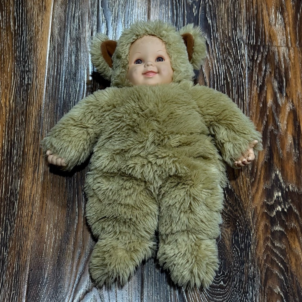 Vintage Anne Geddes Plush Bear Doll 90s Y2K Girls Toy Baby Blue Eyes